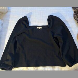 Black Madewell Peasant Blouse with Bell Sleeve